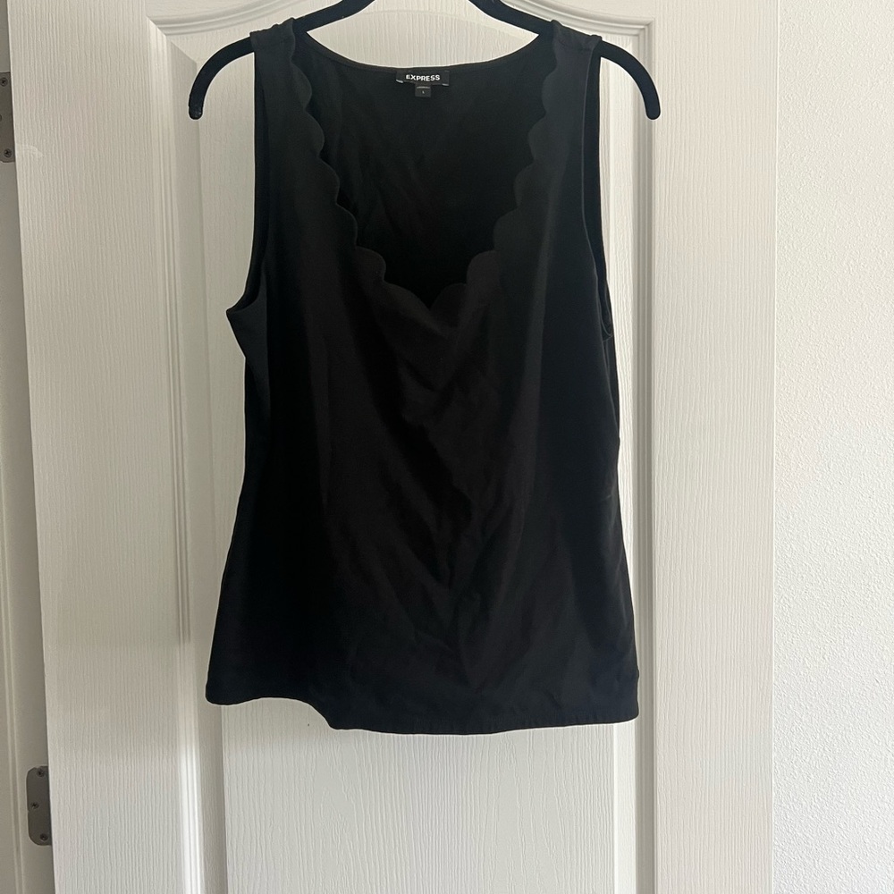 Express Black Scalloped Tank SZ L